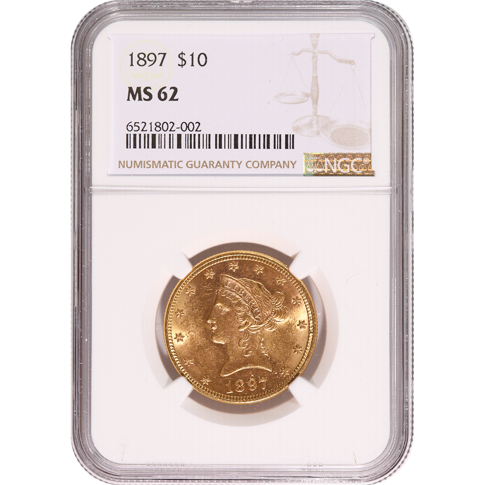 Certified $10 Gold Liberty 1897 MS61 NGC