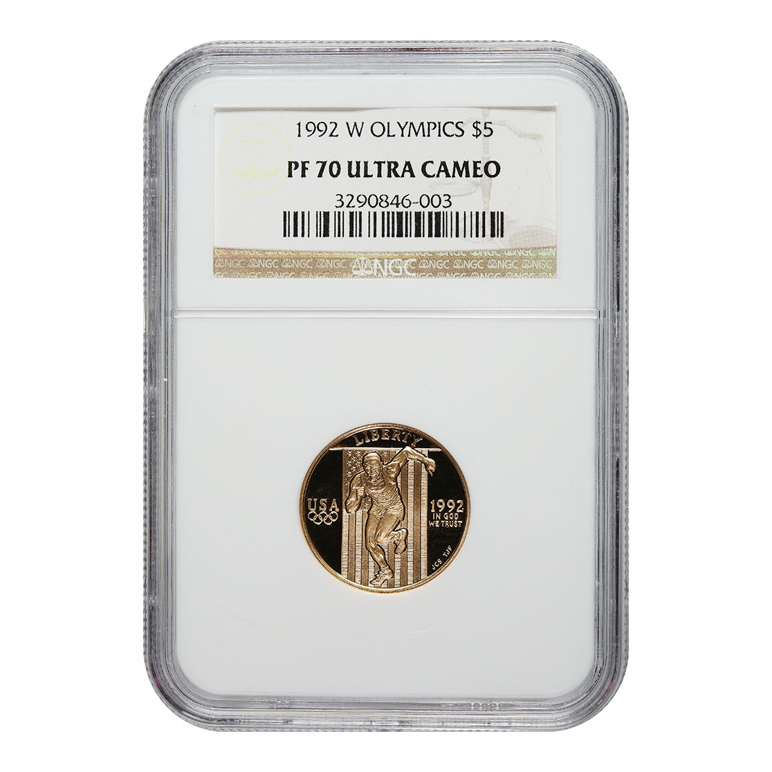 Certified Commemorative $5 Gold 1992-W Olympics PF70 NGC