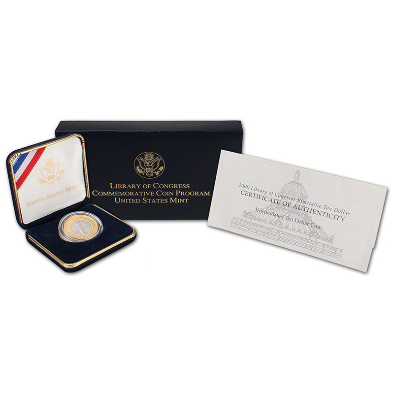 BiMetallic $10 Commemorative 2000 Library Of Congress Uncirculated