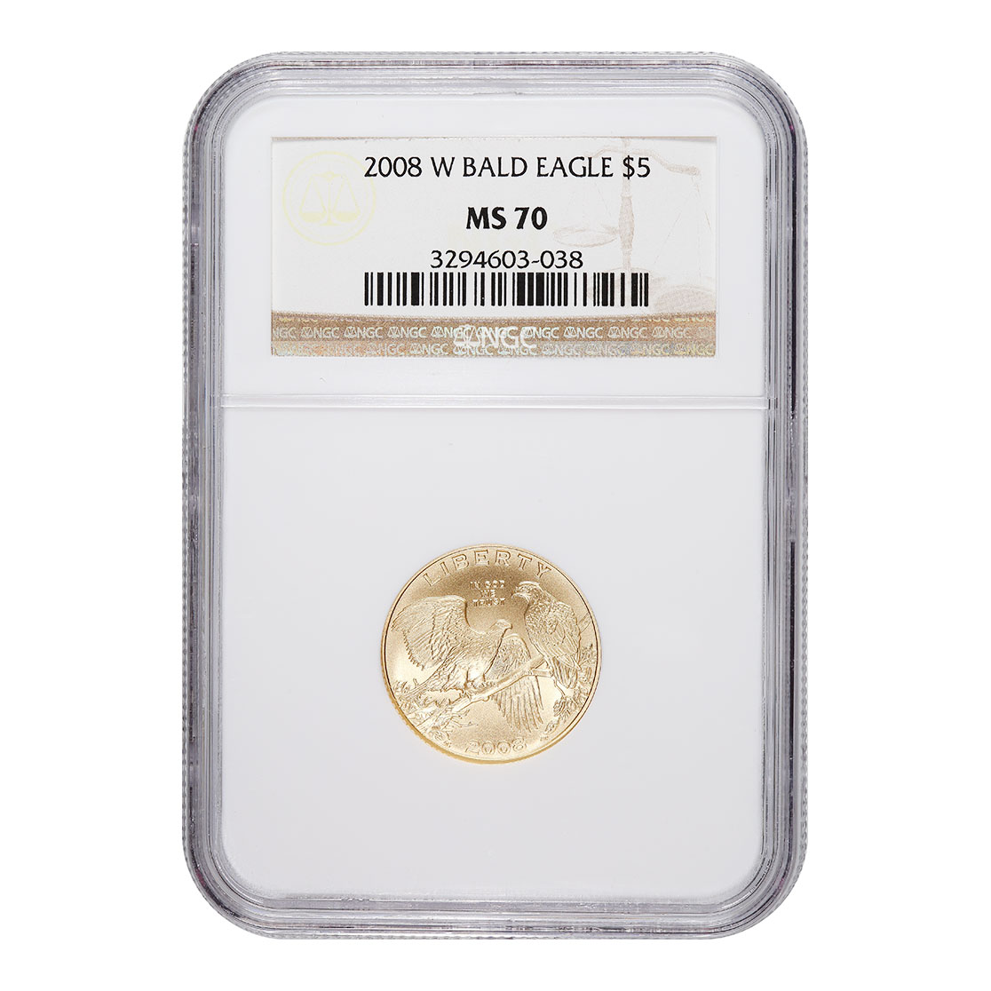 Certified Commemorative $5 Gold 2008-W Bald Eagle MS70 NGC