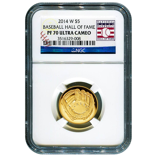 Certified Commemorative $5 Gold 2014-W Baseball Hall Of Fame PF70 NGC