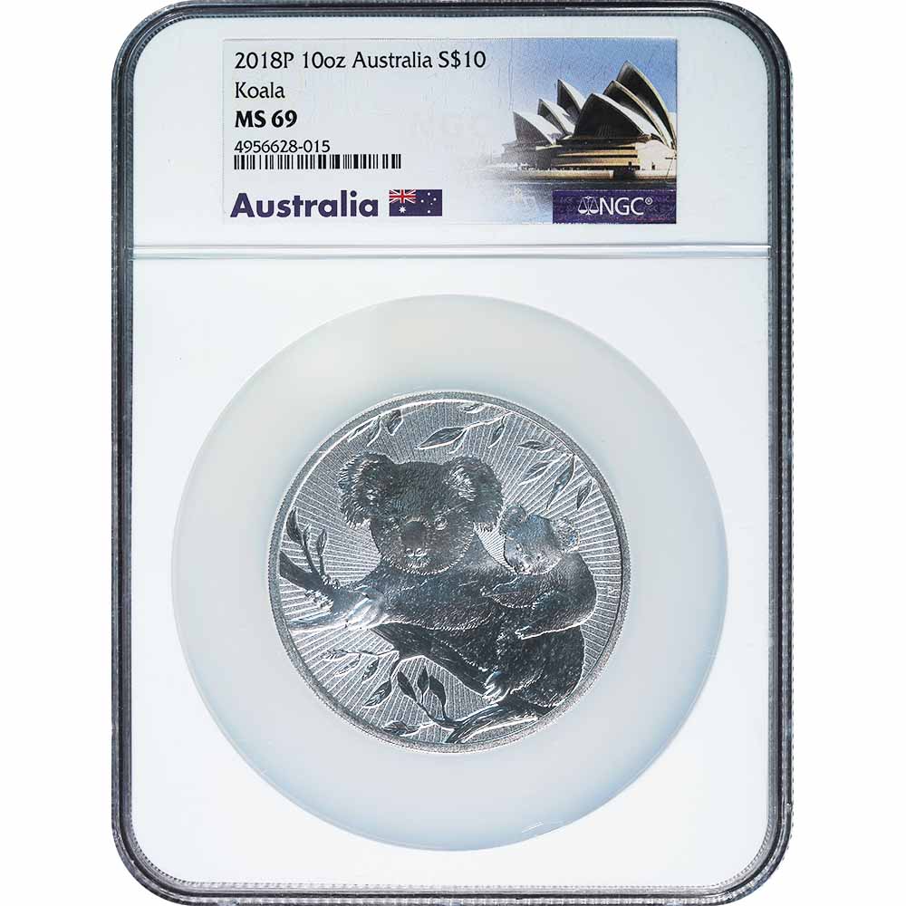 Australia 10 Oz. Silver Koala 2018 MS69 NGC