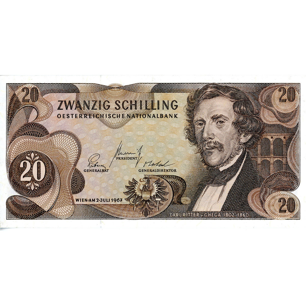 Austria 20 Schilling 1967 P#142a UNC