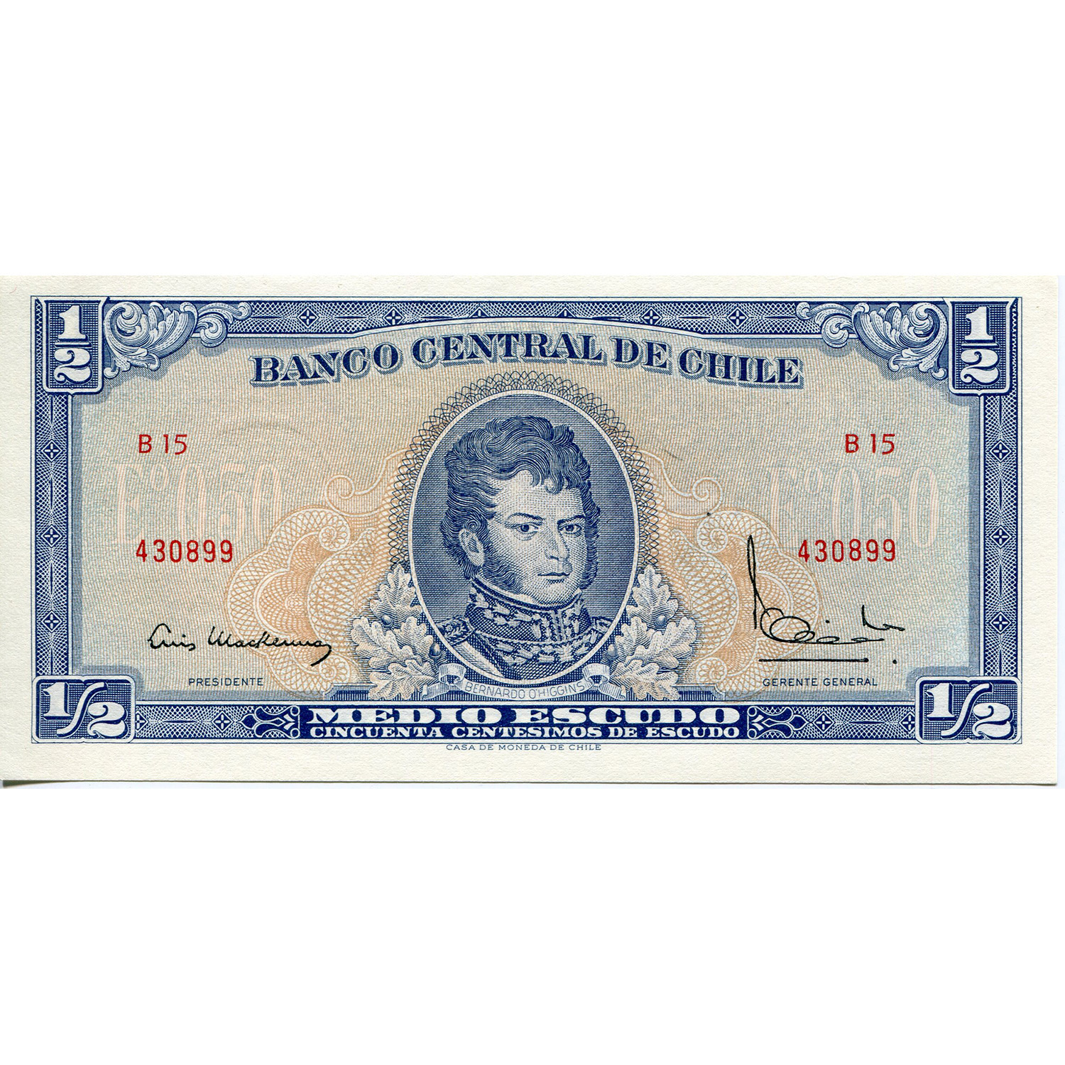 Chile Half Escudo 1962-1975 P#134b UNC