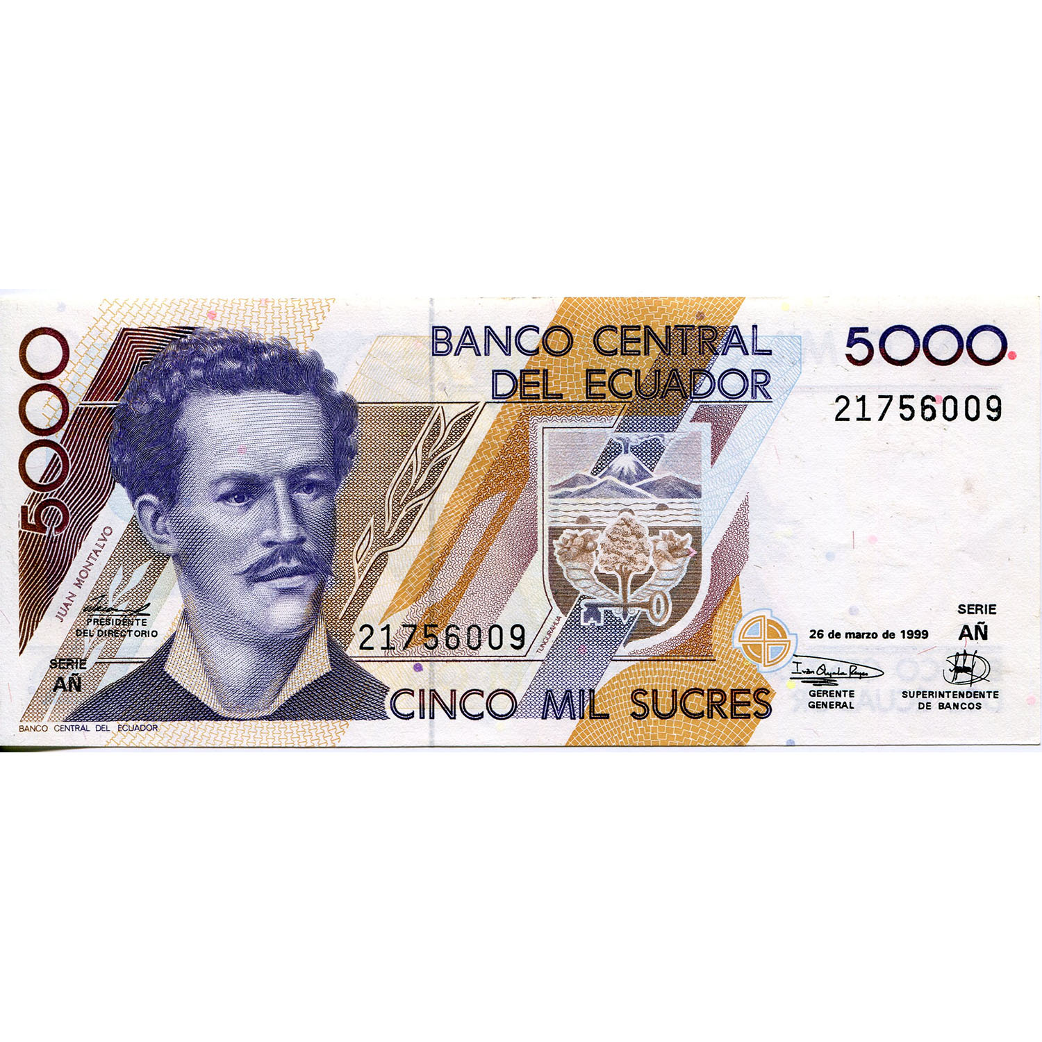 Ecuador 5000 Sucres 1999 P#128c UNC