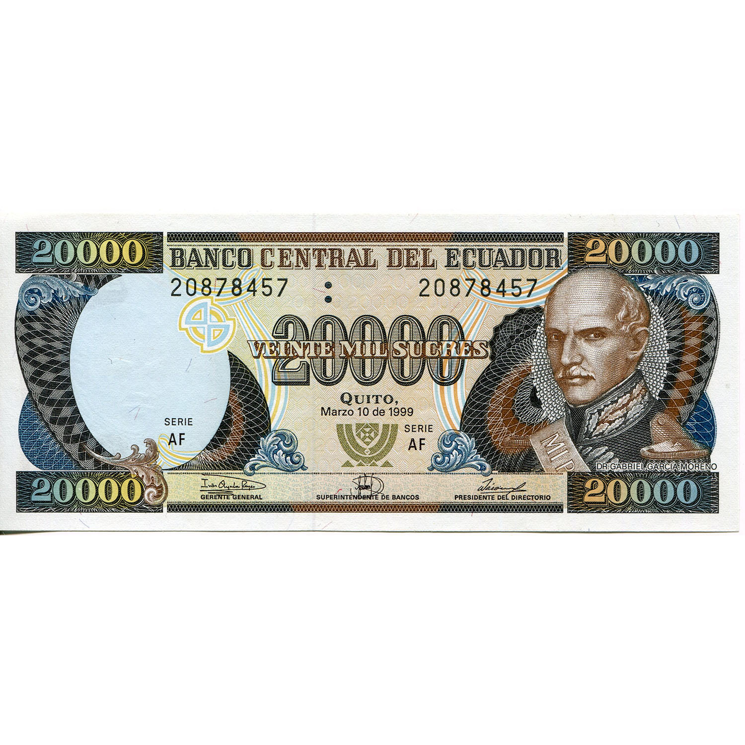 Ecuador 20000 Sucres 1999 P#129s3 UNC