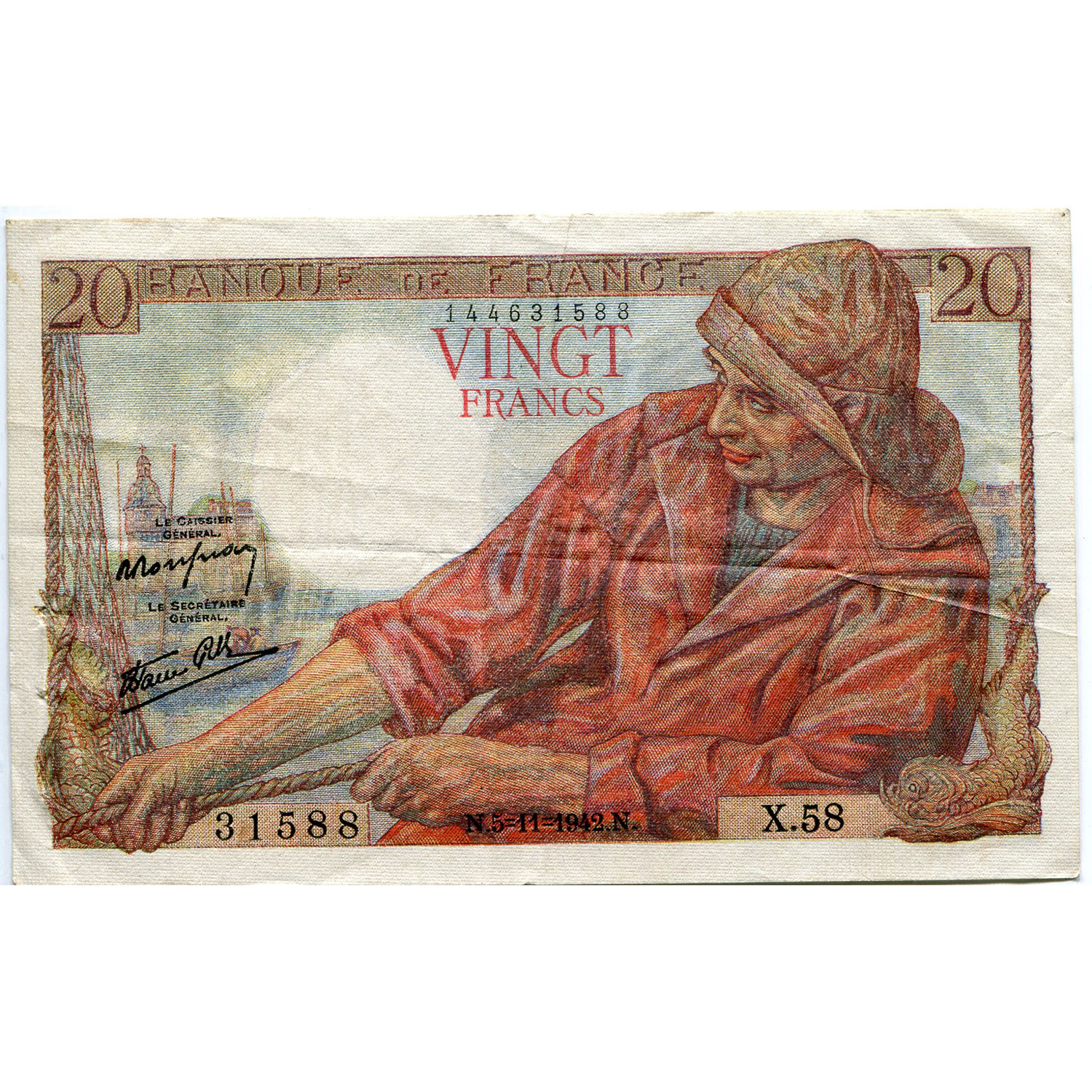 France 20 Francs 1942 P#100a VF