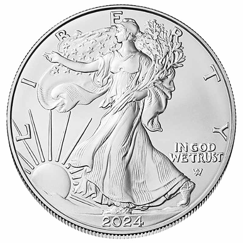 Burnished 2024-W Silver Eagle Original Mint Box