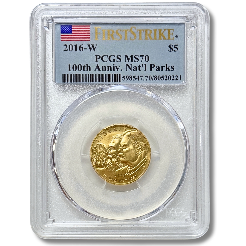 Certified Commemorative $5 Gold 2016-W 100th Anniversary of the National Park Service MS70 PCGS
