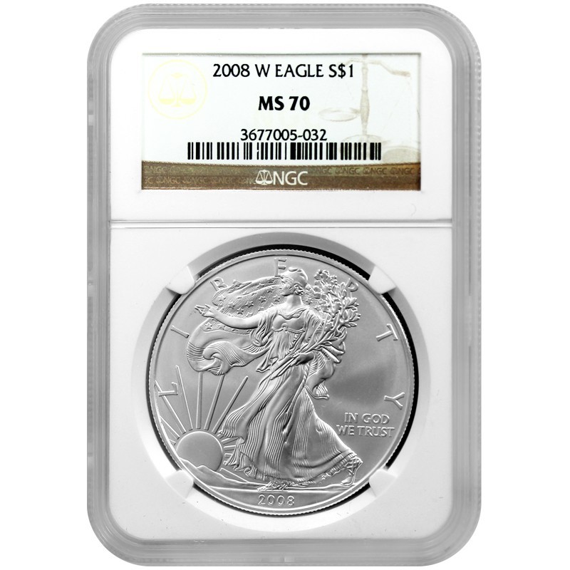Burnished 2008-W Silver Eagle MS70 NGC