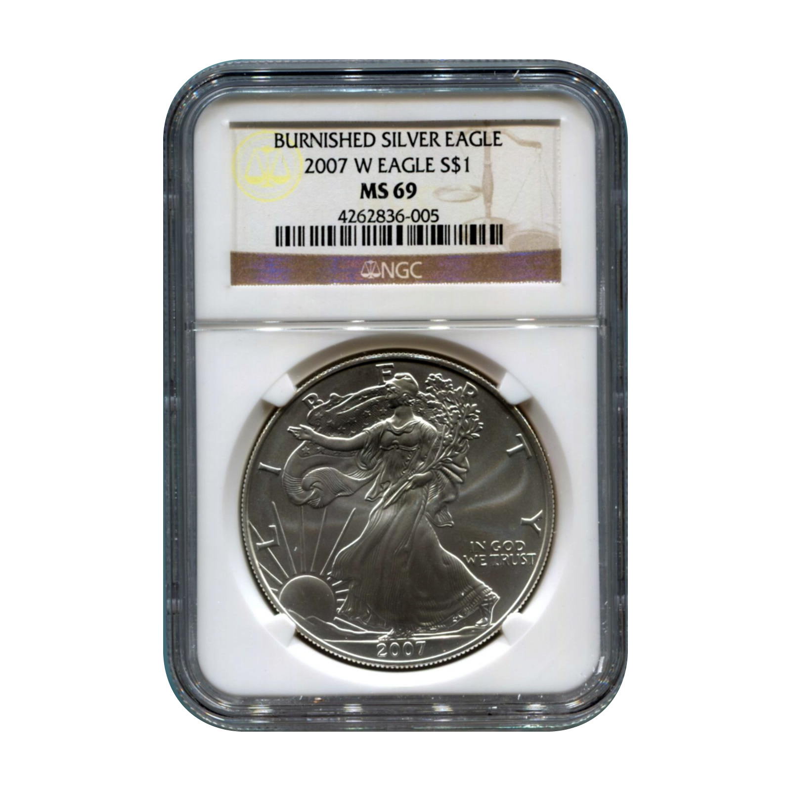 Burnished 2007-W Silver Eagle MS69 NGC