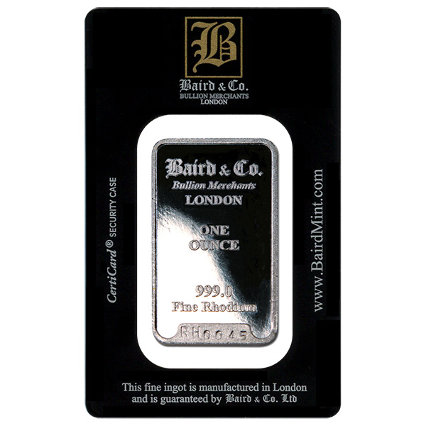 Baird Mint One Ounce Rhodium Bar