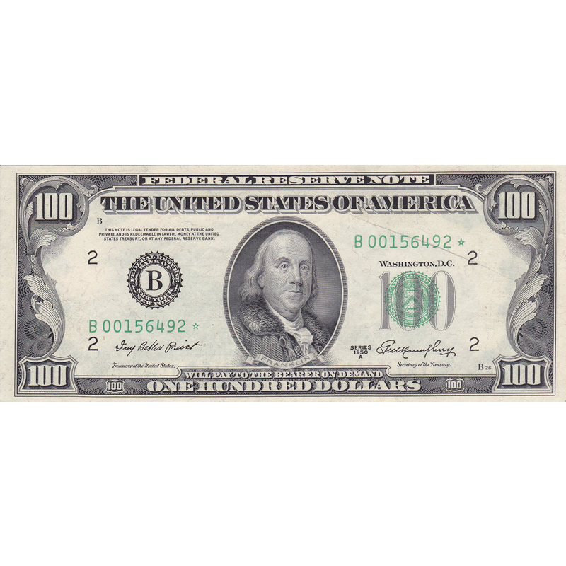 1950A $100 star Federal Reserve Note AU 