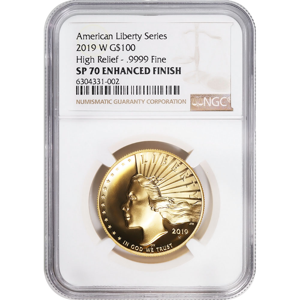 2019-W American Liberty Enhanced High Relief 1 oz. Gold SP70 NGC