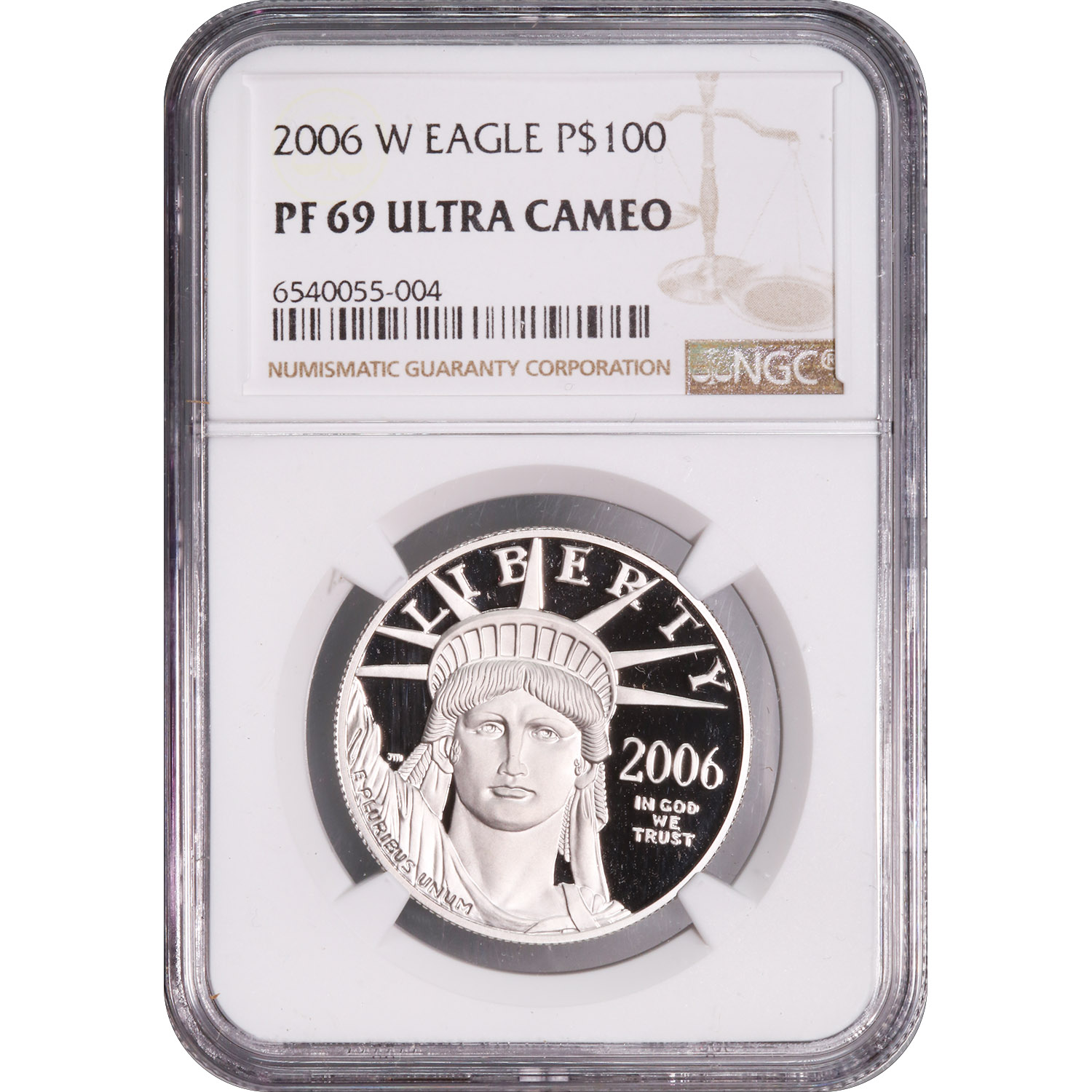 Certified Platinum American Eagle Proof 2006-W One Ounce PF69 NGC