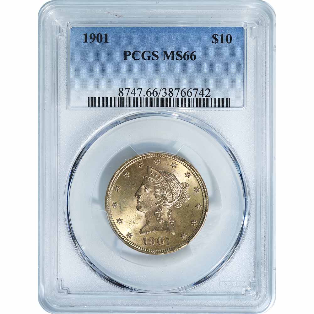 Certified $10 Gold Liberty 1901 MS66 PCGS