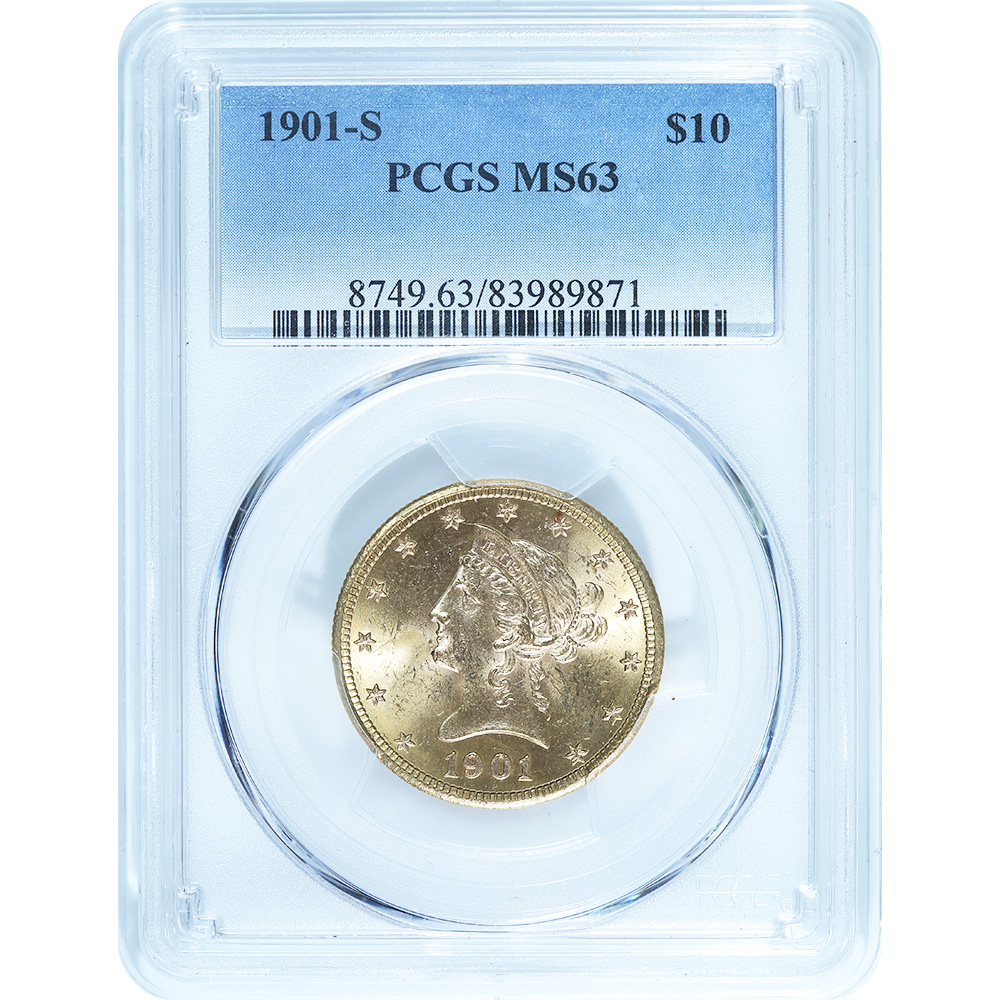 Certified $10 Gold Liberty 1901-S MS63 PCGS