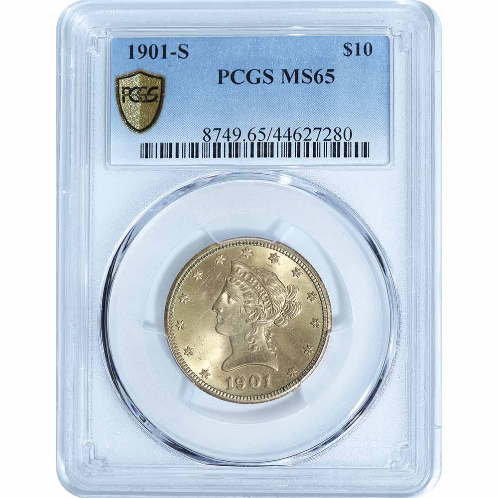 Certified US Gold $10 Liberty 1901-S MS65 PCGS