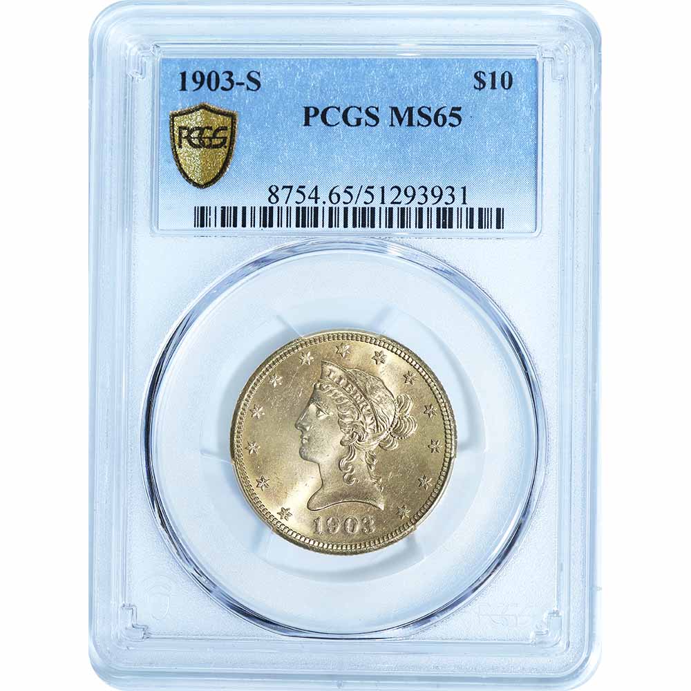 Certified US Gold $10 Liberty 1903-S MS65 PCGS