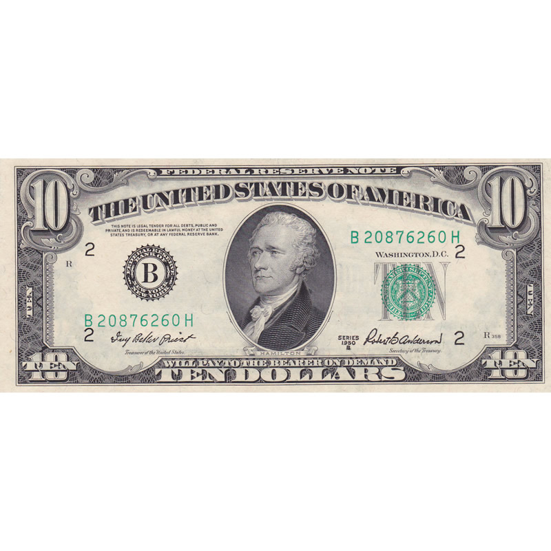1950B $10 Federal Reserve Note UNC