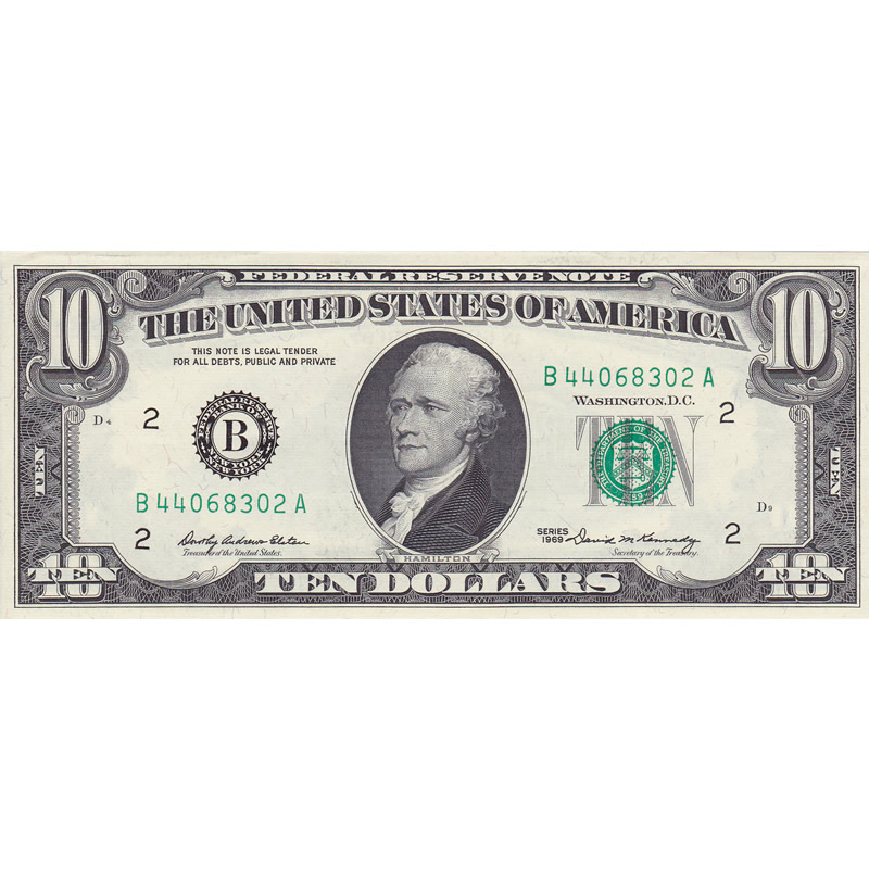 1969 $10 Federal Reserve Note UNC