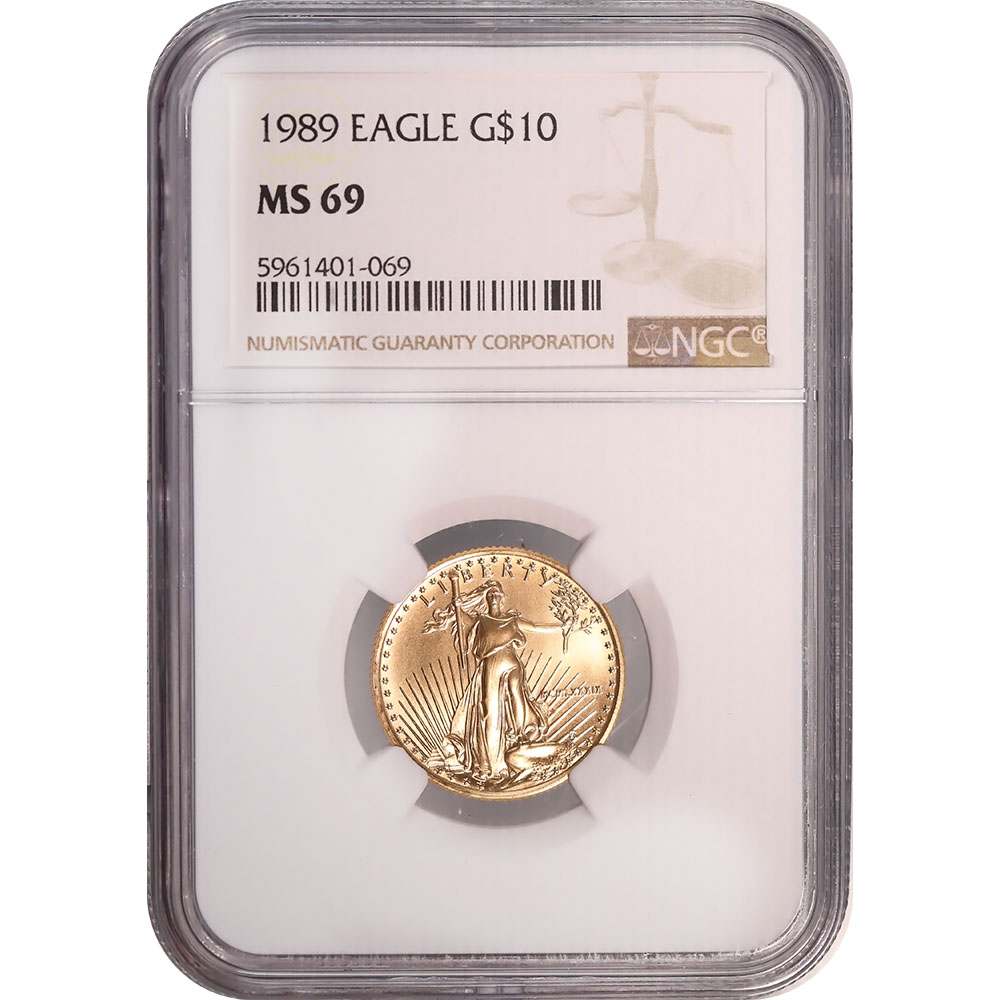 Certified American $10 Gold Eagle 1989 MS69 NGC