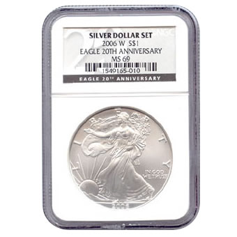 Certified 2006-W 20th Anniversary American Eagle Silver Uncirculated MS69