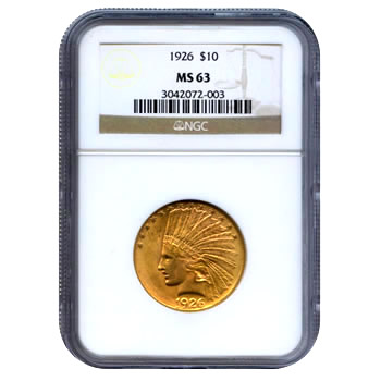 Certified US Gold $10 Indian MS63 (Dates Our Choice) PCGS or NGC