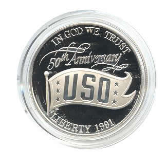 US Commemorative Dollar Proof 1991-S USO