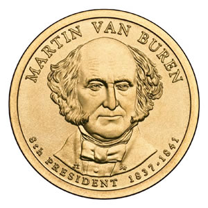 2008 Martin Van Buren Presidential Golden Dollar Bank Roll 25 Coins BenL7B 