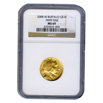 Certified Uncirculated Gold Buffalo Quarter Ounce 2008-W MS69 NGC
