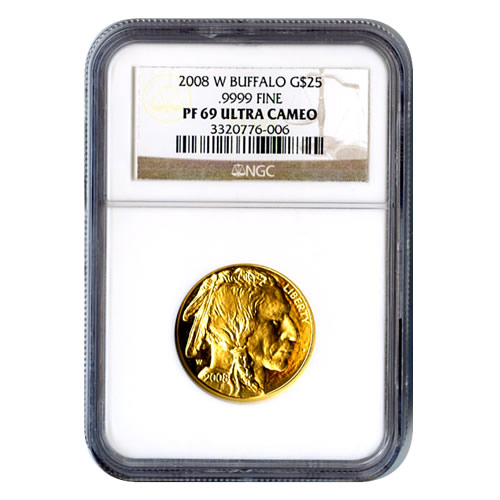 Certified Proof Buffalo Gold Coin 2008-W Half Ounce PF69 Ultra Cameo
