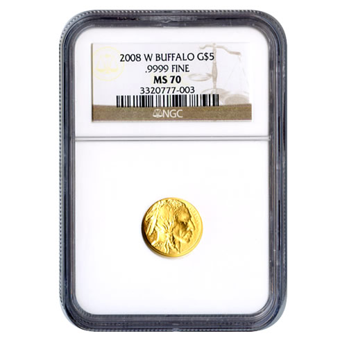 Certified Uncirculated Gold Buffalo Tenth Ounce 2008-W MS70 NGC