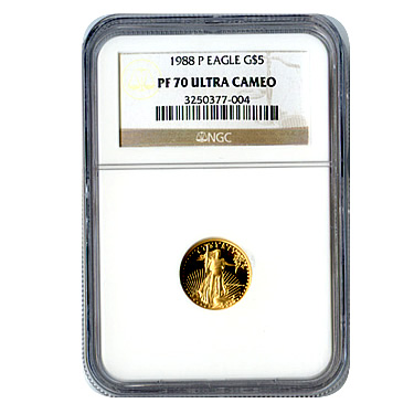 Certified Proof American Gold Eagle $5 1988 PF70 NGC