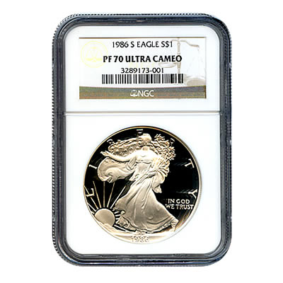 Certified Proof Silver Eagle 1986 PF70 NGC