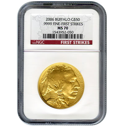 Certified Uncirculated Gold Buffalo 2006 MS70 First Strike NGC