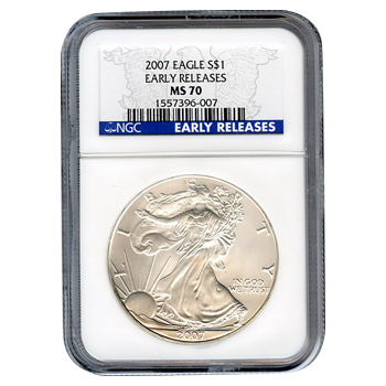 Certified Uncirculated Silver Eagle 2007 MS70 NGC Early Release