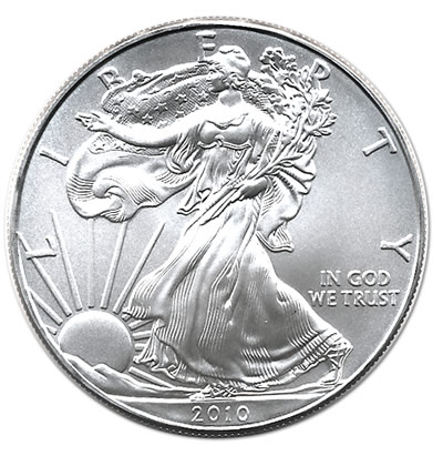 One Troy oz .999 Bullion 2010-1 oz American Silver Eagle Coin 