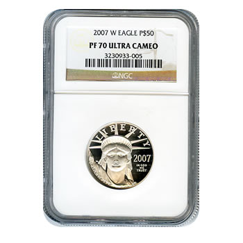 Certified Platinum American Eagle Proof 2007-W Half Ounce PF70 NGC