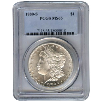 Certified Morgan Silver Dollar 1880-S MS65 PCGS