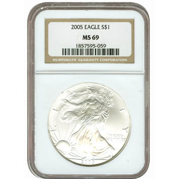 Certified Uncirculated Silver Eagle 2005 MS69