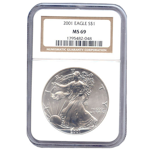 Certified Uncirculated Silver Eagle 2002MS69