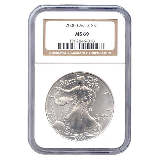 Certified Uncirculated Silver Eagle 2000 MS69