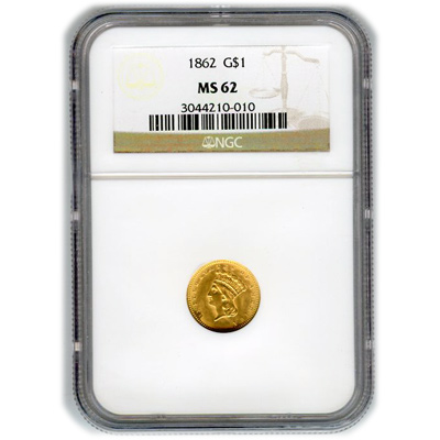 Certified US Gold $1 Liberty MS62 type 3 (Dates Our Choice) PCGS or NGC