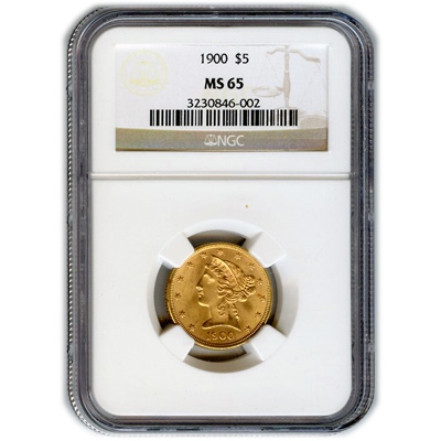 Certified US Gold $5 Liberty MS65 (Dates Our Choice) PCGS or NGC