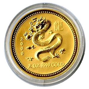 2000 Australia 2 oz Gold Lunar Dragon