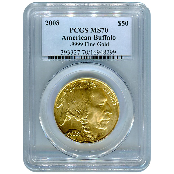 Certified Uncirculated Gold Buffalo 2008 MS70 PCGS