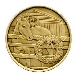 Christmas 2011 Bronze Round X-6 Horse (with ornament holder)