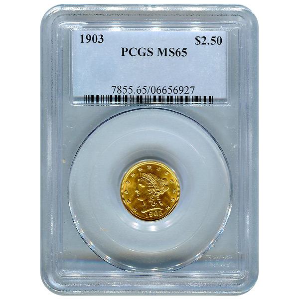 Certified US Gold $2.5 Liberty MS65 (Dates Our Choice) PCGS or NGC