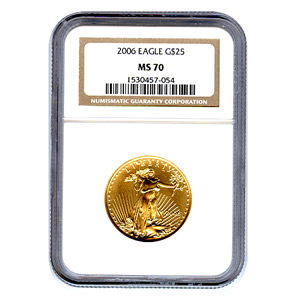 Certified American $25 Gold Eagle 2006 MS70 NGC